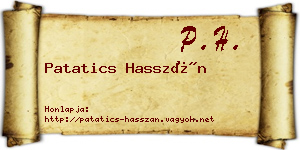 Patatics Hasszán névjegykártya